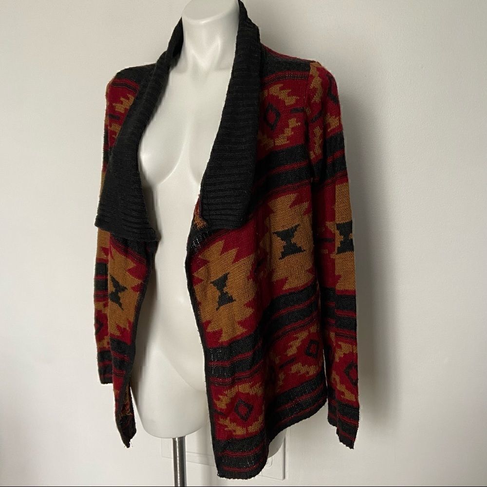 Aztec Print Knitted Waterfall Sweater - Picture 8 of 9